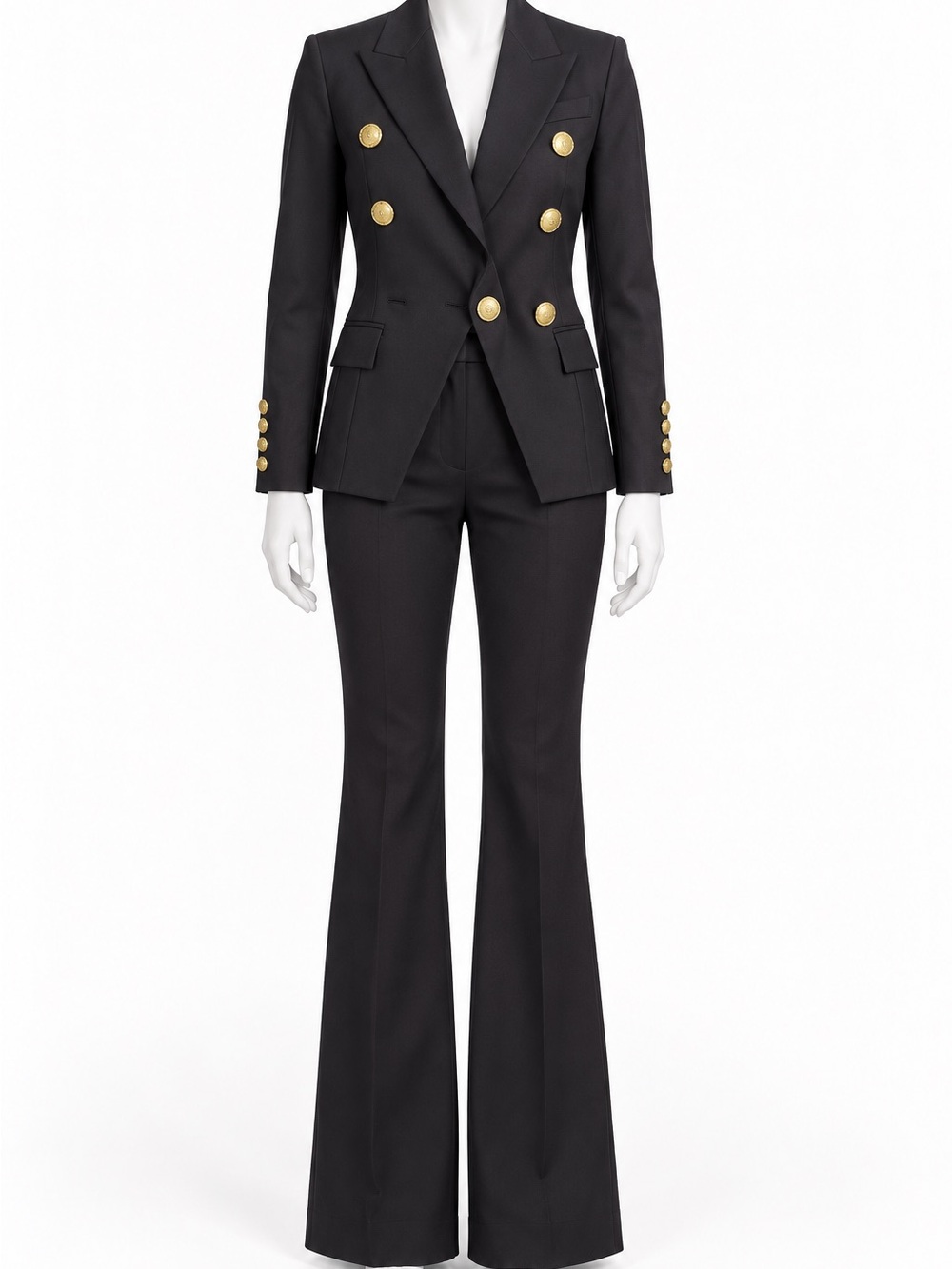 Flavio Castellani Gold Button Pantsuit Blazer IT 40 Pants IT 38